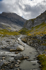 mountain creek on Gemmi Pass in Valais
