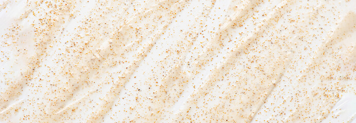 The texture of a cosmetic scrub with vitamin F. Exfoliating skin care product