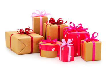 Gift boxes, gifts on a white background isolated.