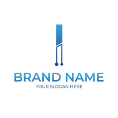 I letter minimal tech shape logo icon design