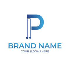 P letter tech logo icon symbol design