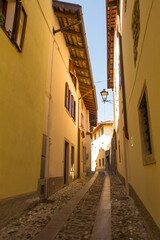 A quiet back street in the historic medieval centre of Cividale del Friuli, Udine Province, Friuli-Venezia Giulia, north east Italy
