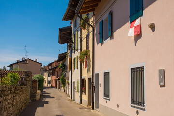 A quiet back street in the historic Borgo Brossana area of Cividale del Friuli, Udine Province, Friuli-Venezia Giulia, north east Italy
