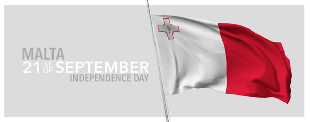Malta happy independence day greeting card, banner with template text vector illustration