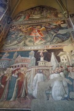 Frescoes inside the basilica of San Francesco in Arezzo, Tuscany, Italy