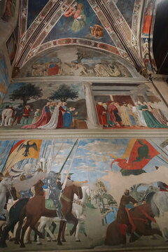 Frescoes inside the basilica of San Francesco in Arezzo, Tuscany, Italy