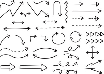 手書きの色々な矢印セット　黒