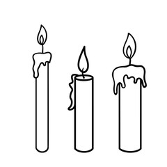 Candle sketch. Vector burning candle doodle isolated on white background