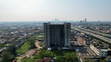 Aerial view of the building from the film Pengabdi Setan in Bekasi.