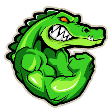 crocodile muscle mascot cartoon  in vector