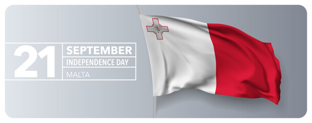 Malta happy independence day greeting card, banner vector illustration
