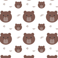All face of bear illustration and elements background seamless pattern in vector.