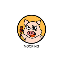 vector pig holding pork stick logo illustration