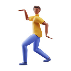 3D Render Of Cartoon Young Man Dancing On White Background.