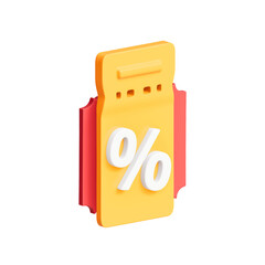 Percentage icon isolated 3d render illustration