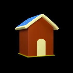 3D Rendering Of House Or Home Element On Black Background.