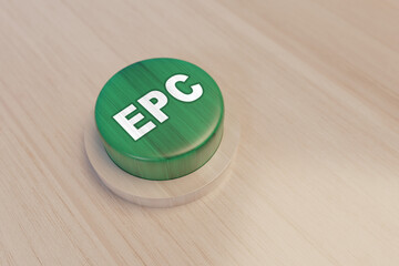 EPC energy performance certificate illustration with wooden button
