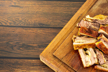 sliced beef ribs on a traditional brazilian barbecue