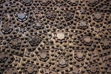 Bronze ornaments islamic pattern at mosque at Sultan Hassan Mosque