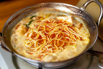 辛モツ鍋のラーメン