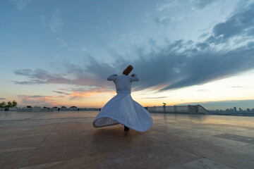 Sufi Whirling Silhouette and Istanbul Icons, Uskudar Istanbul, Turkey	