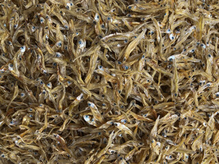 Top view pile of dried fish. Raw dried fish for food