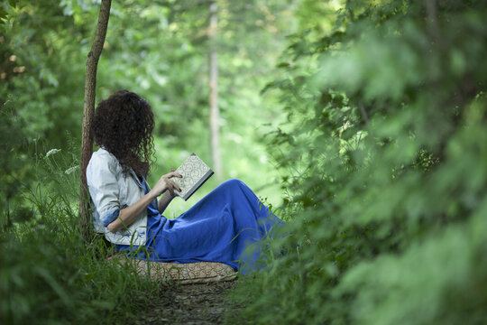 Woman Reading a Book in Nature, Sakarya, Turkey