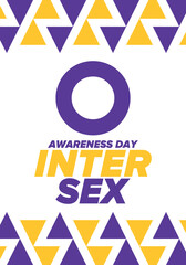 Intersex Awareness Day. Human Rights. Internationally observed event. Celebrate annual in October 26. Intersex people community. Freedom and solidarity. Poster, card, banner and background. Vector