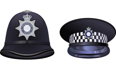 A traditional helmet of metropolitan British police officers