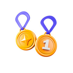 Gold Medal icon Isolated 3d render Illustration