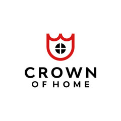 luxury home logo design. Vector illustration crown and home. modern logo design vector icon template linear style