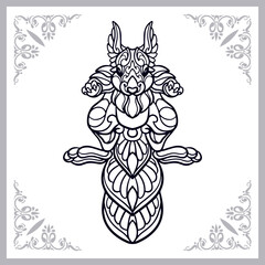 Squirrel zentangle arts isolated on white background