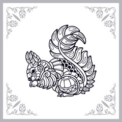 Squirrel zentangle arts isolated on white background