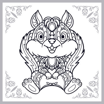 Squirrel zentangle arts isolated on white background