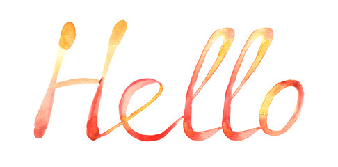 Hi, Hello. Banner, poster and sticker concept with text Hello. Yellow message hi, hello or hi there on white background for banner, poster