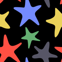 Abstract stars seamless pattern. Vector illustration. Simple background