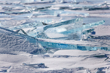 Fototapeta na wymiar Lake Ice Mountains Blocks Baikal