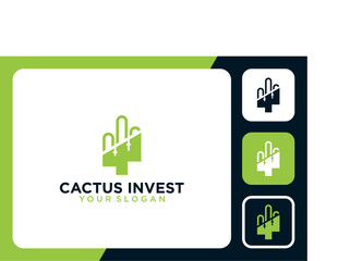 cactus logo design with investment and arrow