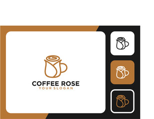 rose logo design with cup and coffee
