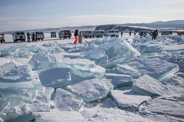 Ice Winter Blocks Lake Shine