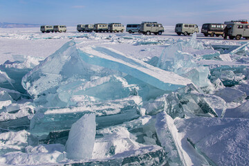 Lake Ice Mountains Blocks Baikal