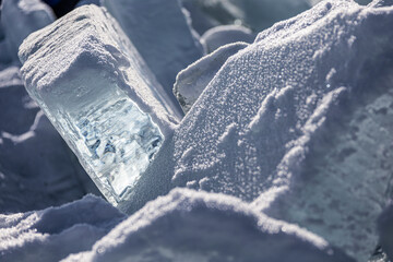 Lake Ice Mountains Blocks Baikal