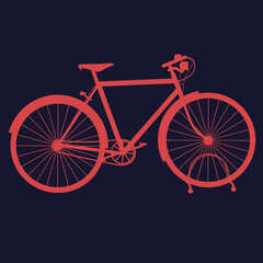Fototapeta premium Vector of vintage old bicycle silhouette isolated on black background. Two-wheeled vehicle silhouette illustration.