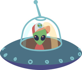 Alien spaceship icon. Cartoon ufo. Flying saucer © YummyBuum