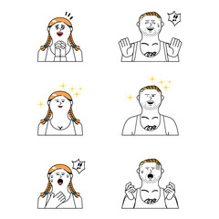 トレーニングウェアの男女_表情セット
