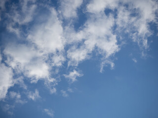 Fantastic soft white clouds against the blue sky. Blue sky and beautiful white clouds