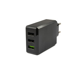 Usb Charger Plug, Black Europlug Type C Isolated