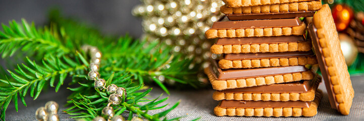 christmas cookie sweet dessert New Year holiday meal food snack on the table copy space food background