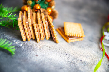 christmas cookie sweet dessert New Year holiday meal food snack on the table copy space food background