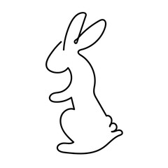 Outline of a rabbit in full growth isolated on a white background.